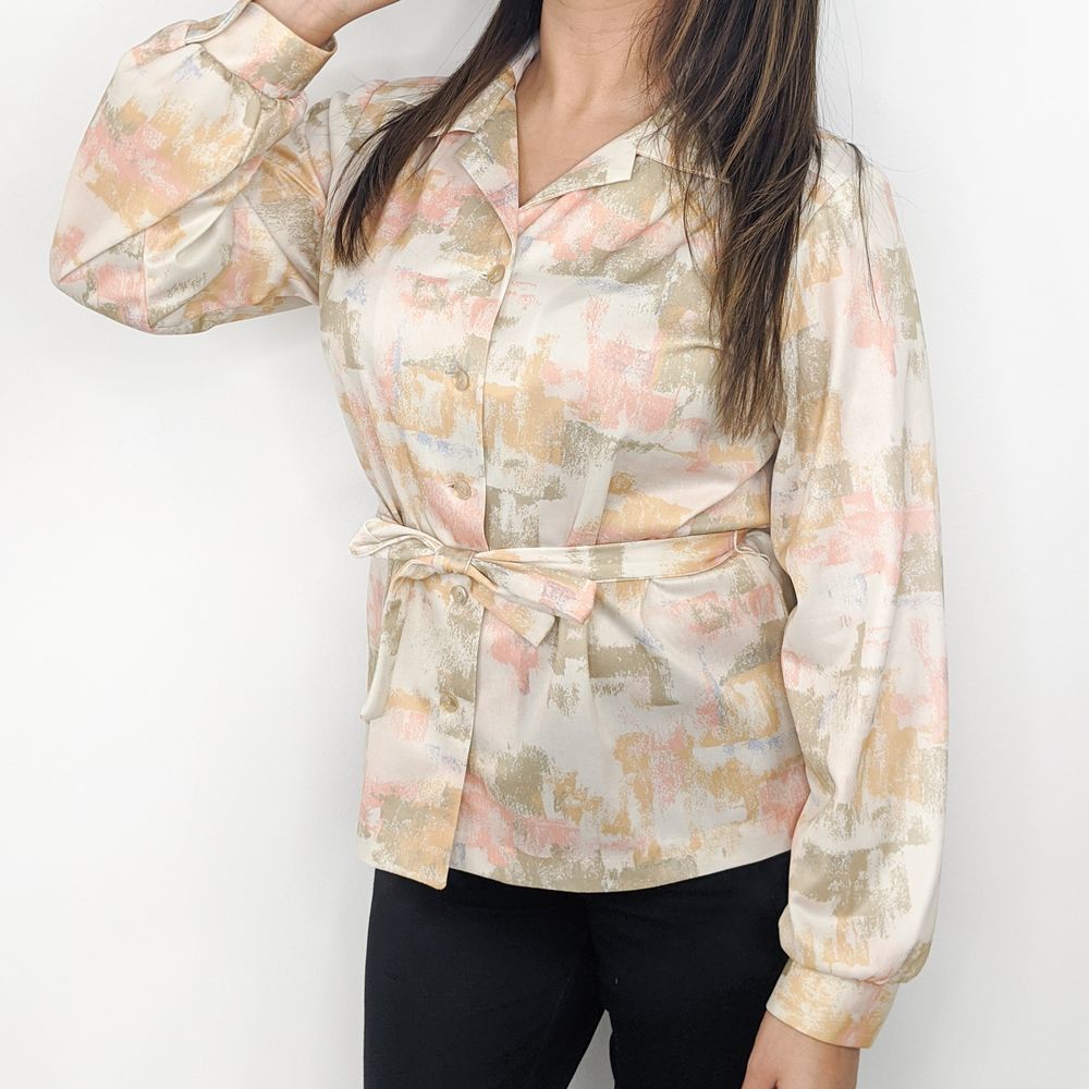VINTAGE 80s In A Carol Belted Waist Flattering Top